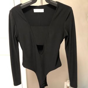 Kittenish Black Cutout Bodysuit